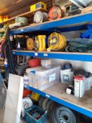 Bay of Boltless Steel Shelving & Contents to include Cable Reels, Festoon Lighting etc.