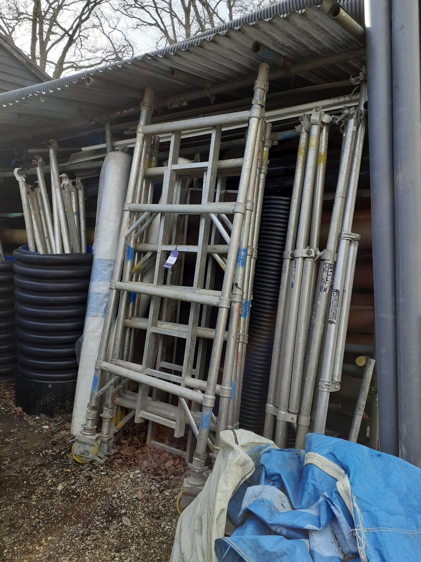 Quantity of Aluminium Scaffold Tower Components & Two Rolls of Plastic Sheeting