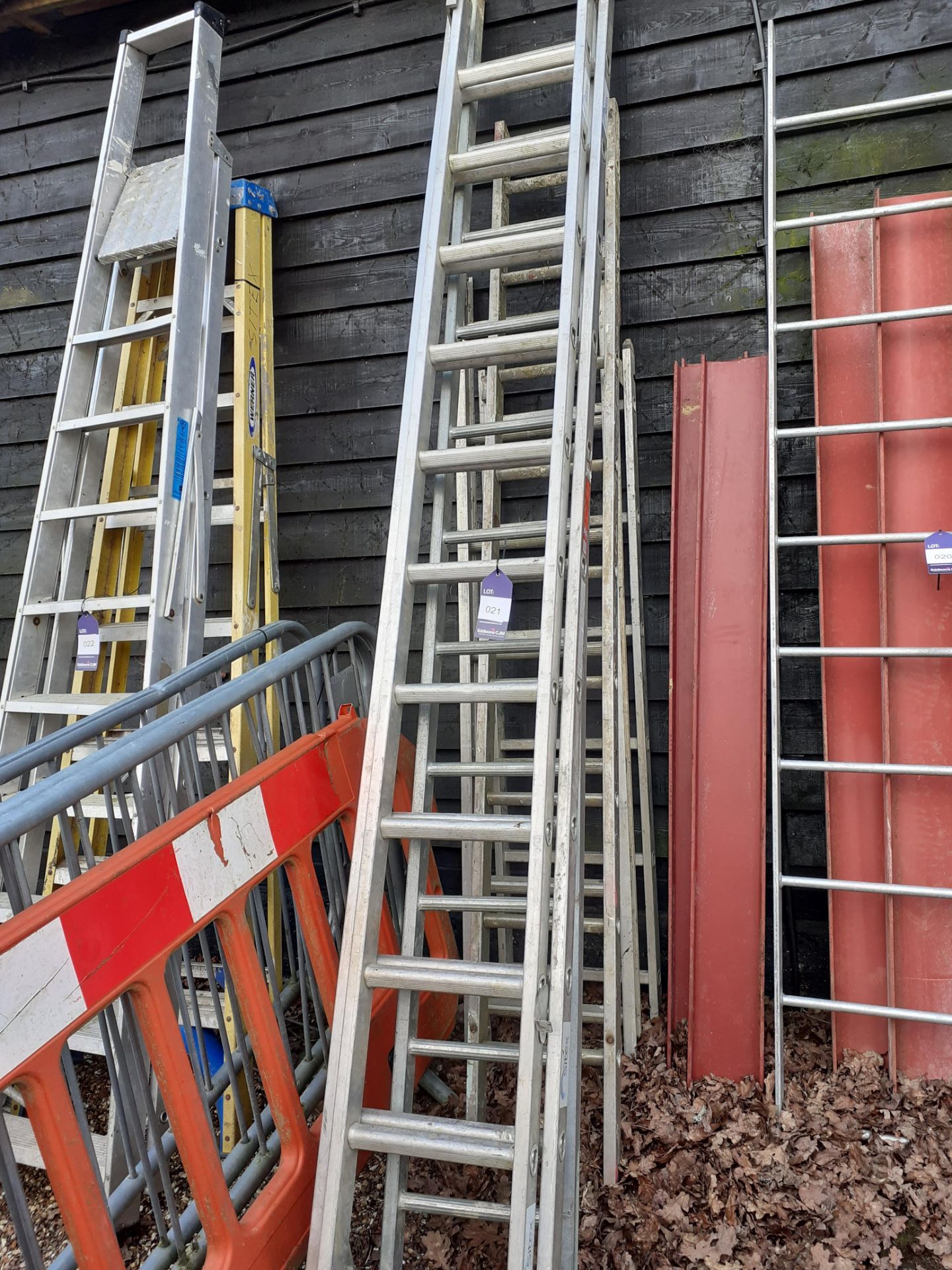 Aluminium Twin Extension Ladder and 4 Various Ladders