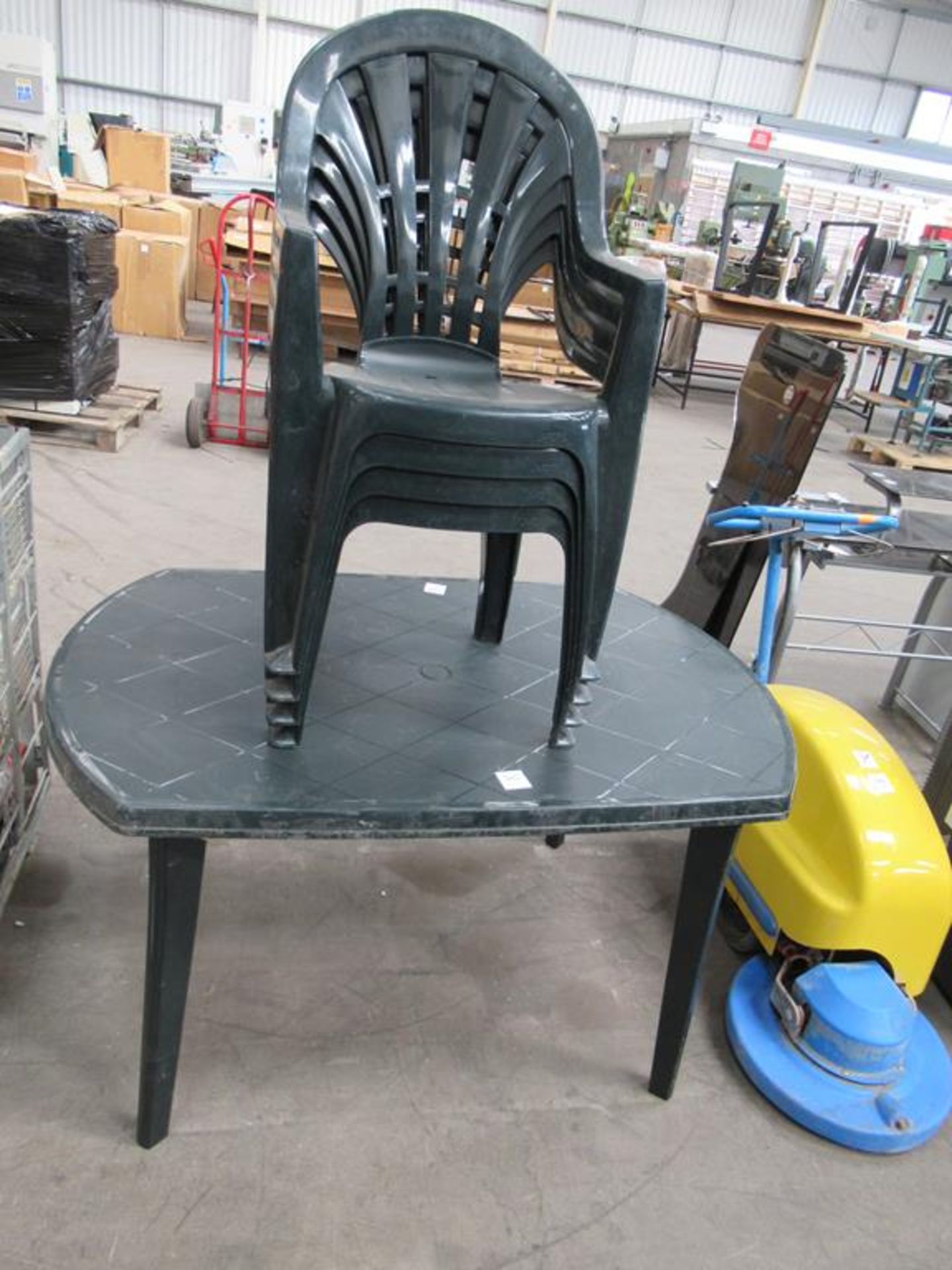 Plastic garden table and chairs