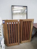 2x Pairs of Wooden Swinging Doors with 2x Shoe Racks and a Mirror