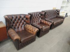 Three Piece Chesterfield Suite on Castors