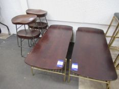 4x Wooden Seats/Stools with Two Gold Painted Framed Coffee Tables