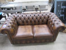 Two Seater Leather Chesterfield Sofa