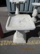 1x Clasico Bird Bath - square bird bath adorned with a rose