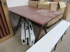 Wooden Table with 4x Folding Benches