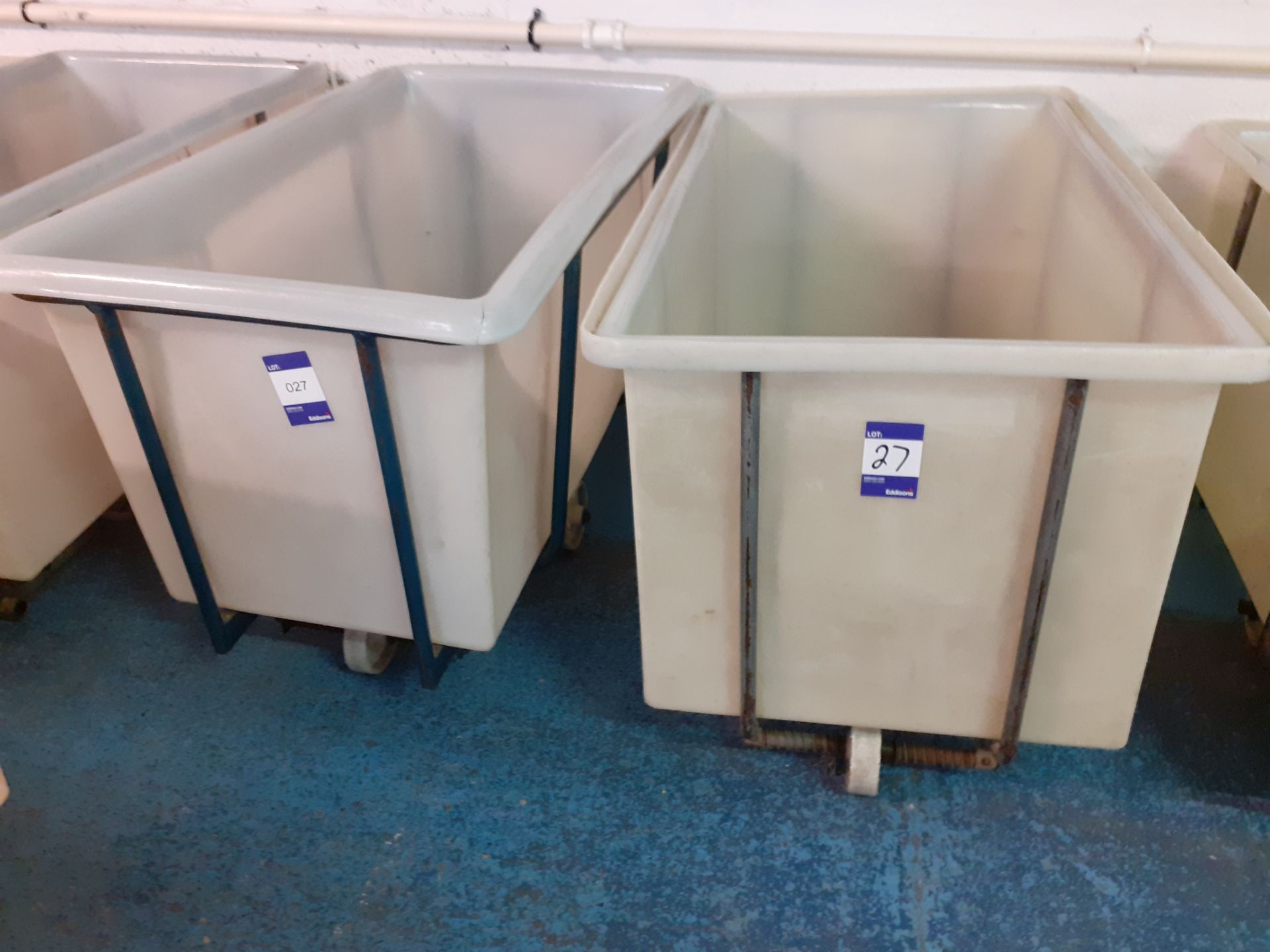 2 Steel Framed Polypropylene Laundry Trolleys 700mm (w) x 1,250mm (l) x 800mm (h)