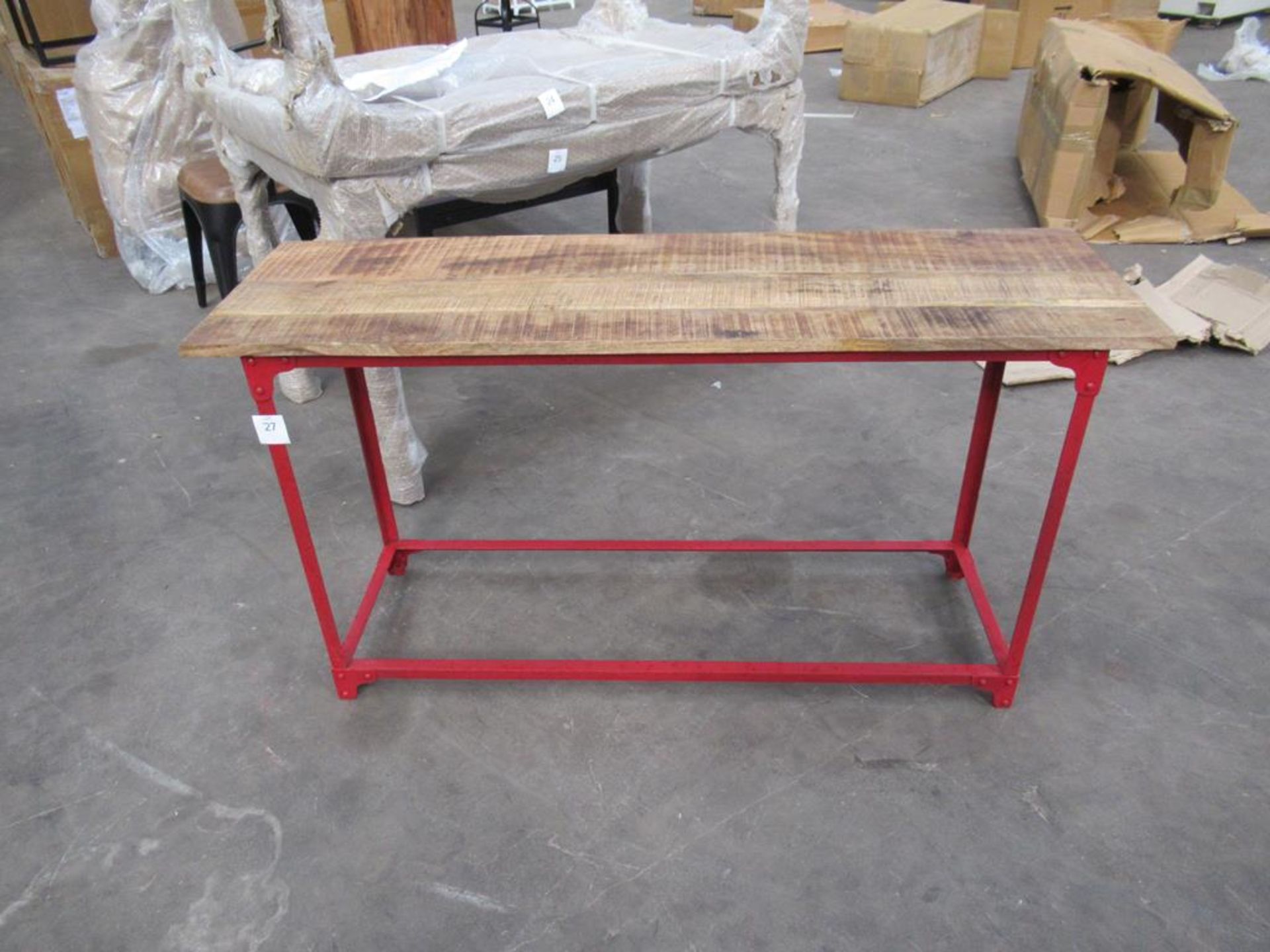 Industrial console table in red