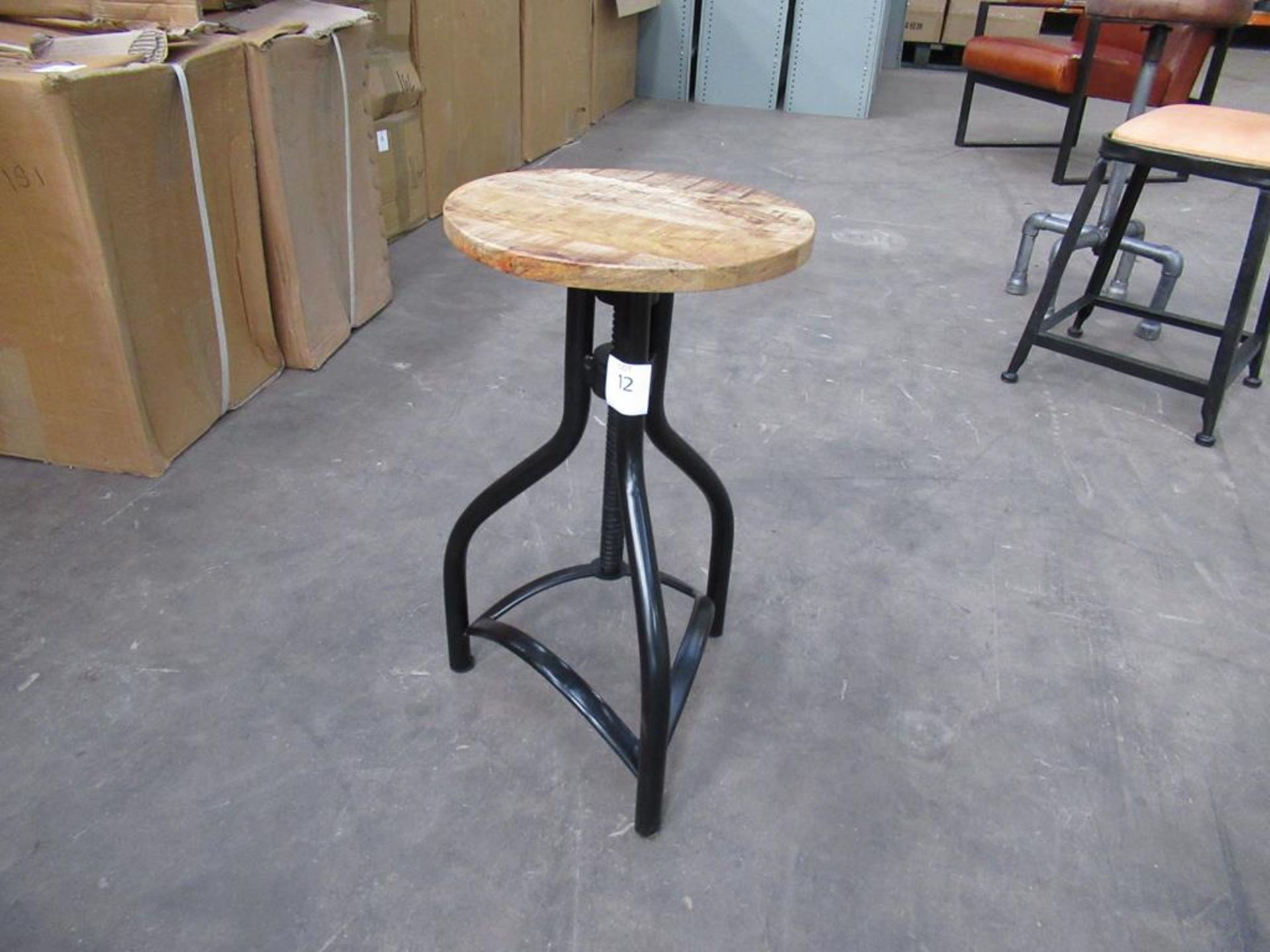 2 x Wooden top adjustable low stool