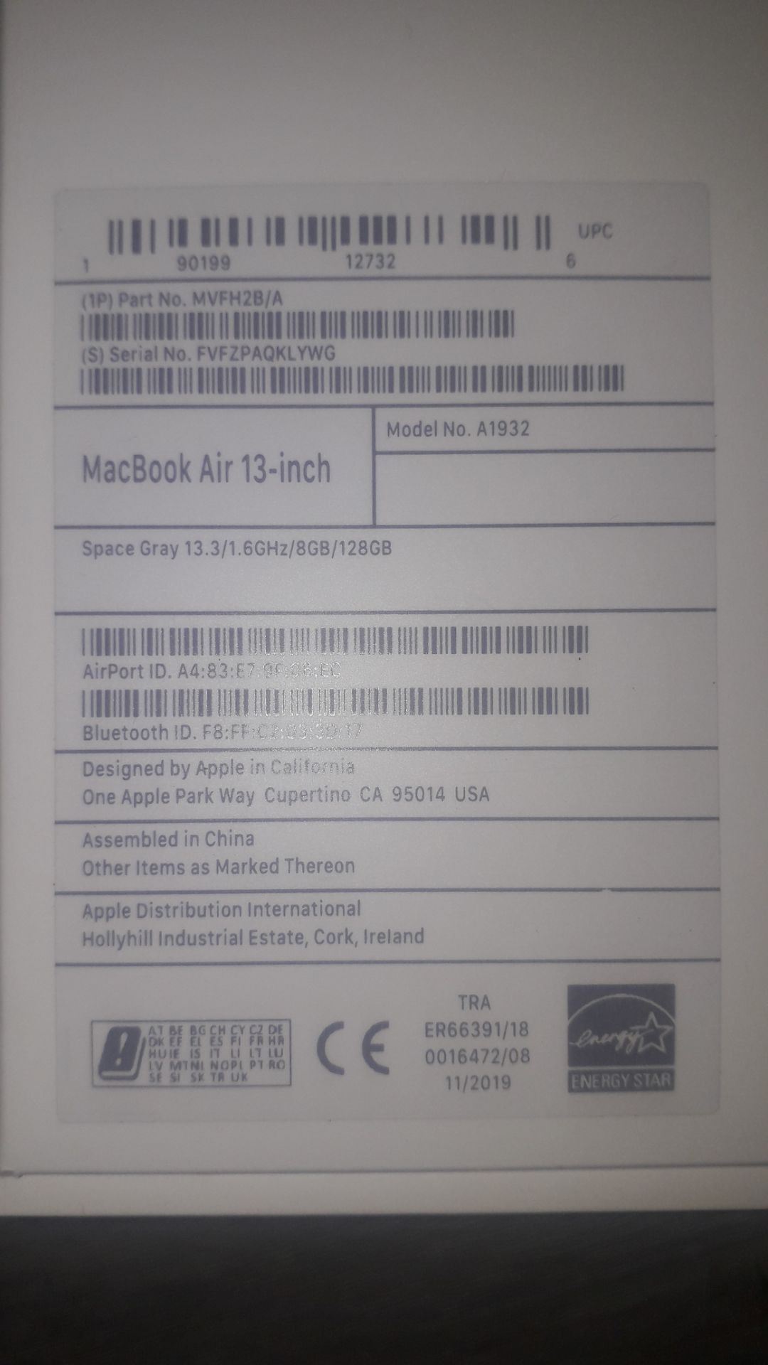 Apple MacBook Air, 13" Retina True Tone (2019), 1. - Image 6 of 7