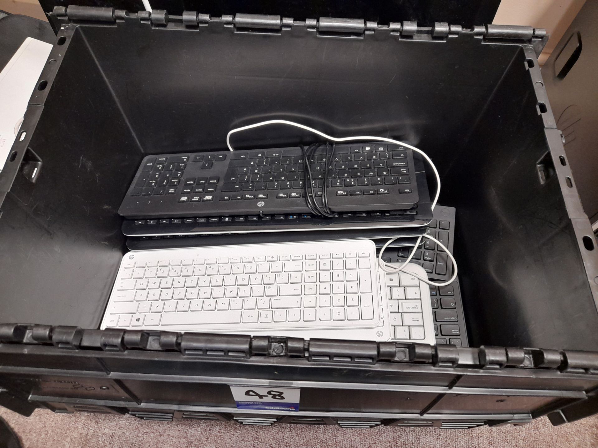 12 x Various PC keyboards, to plastic crate