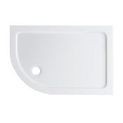 New 1200x800mm Offset Quadrant Ultra Slim Stone Shower Tray - Left. Low Profile Ultra Slim Design