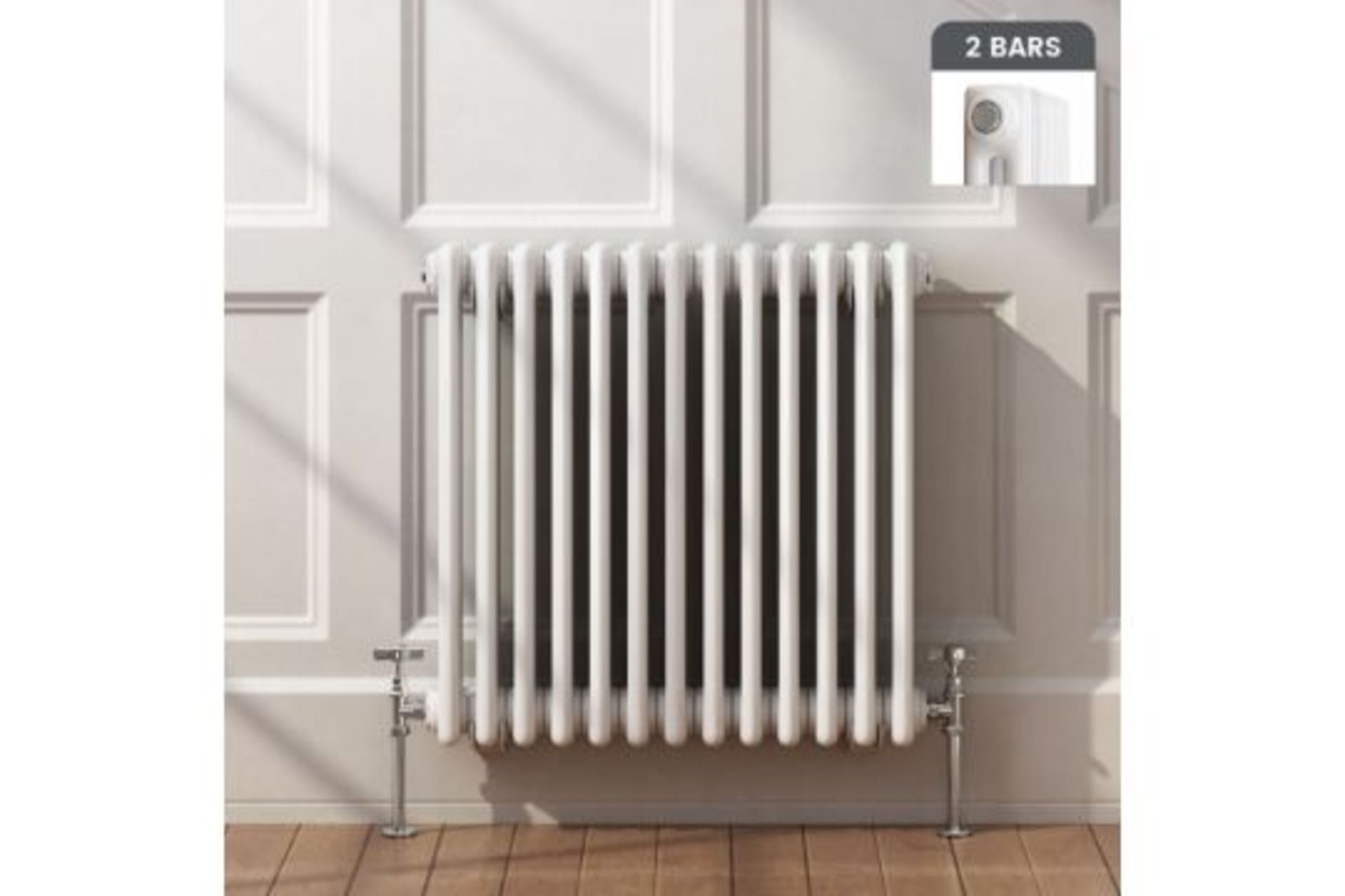 New 600x603mm White Double Panel Horizontal Colosseum Traditional Radiator. RRP £395.99 Each.For