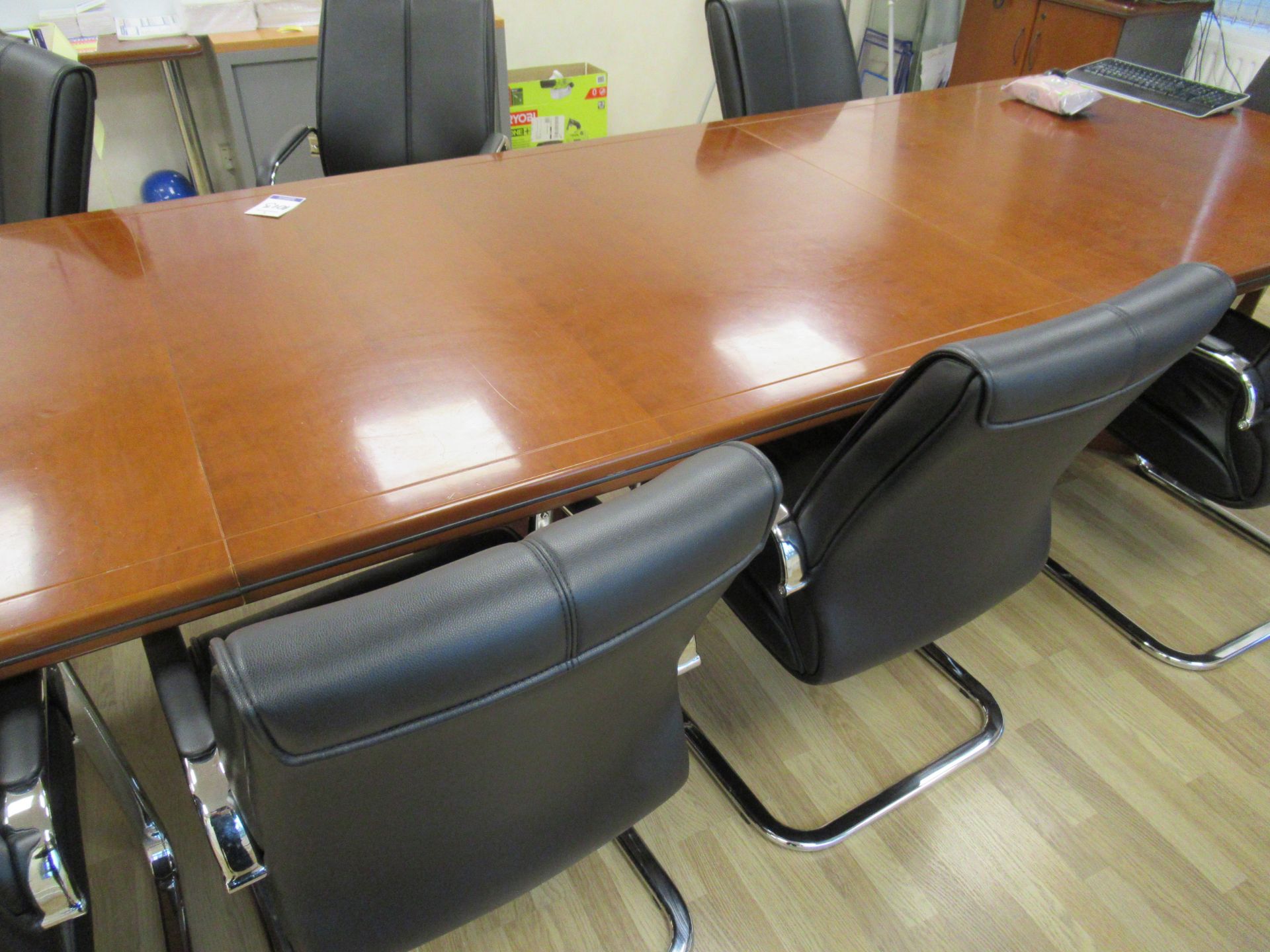 Dark Oak Effect Board Room Table with 10 x chiars - Image 3 of 4