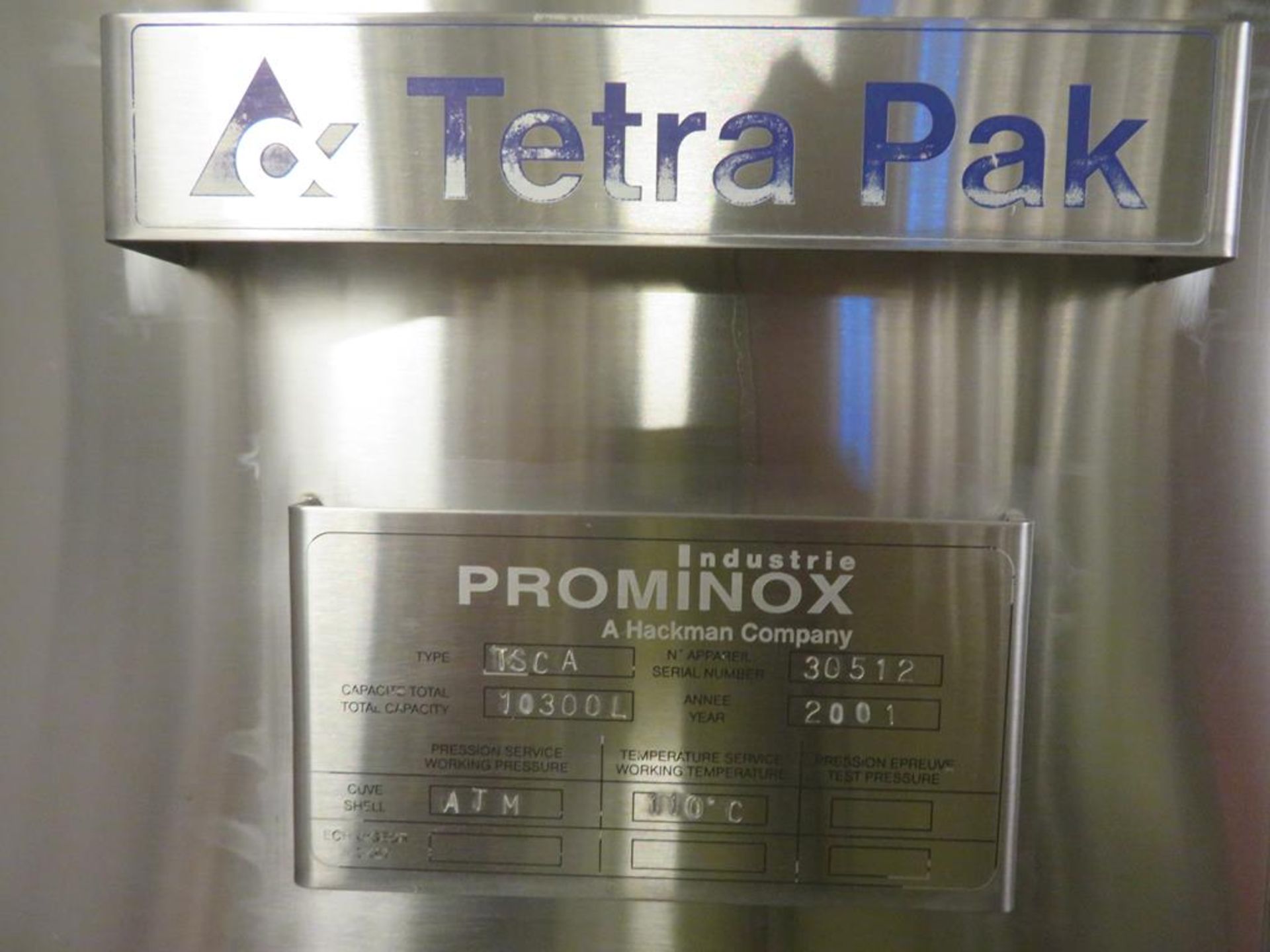 2001 Prominox Type TSCA 10,300L Insulated Stainless Steel Tank (DT1) - Image 2 of 4