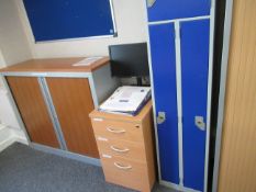 Qty of Office Furniture to include 7 x Various Double Sliding Door Cupboards, 2 x Personal Lockers,
