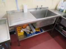 Single Bowl Stainless Steel Sink with Left Hand Drainer 1.5m