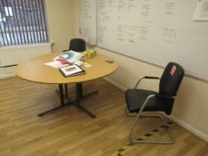Various Office Furniture to the office to include 2 x office desks, 3 x meeting chairs, mobile chair