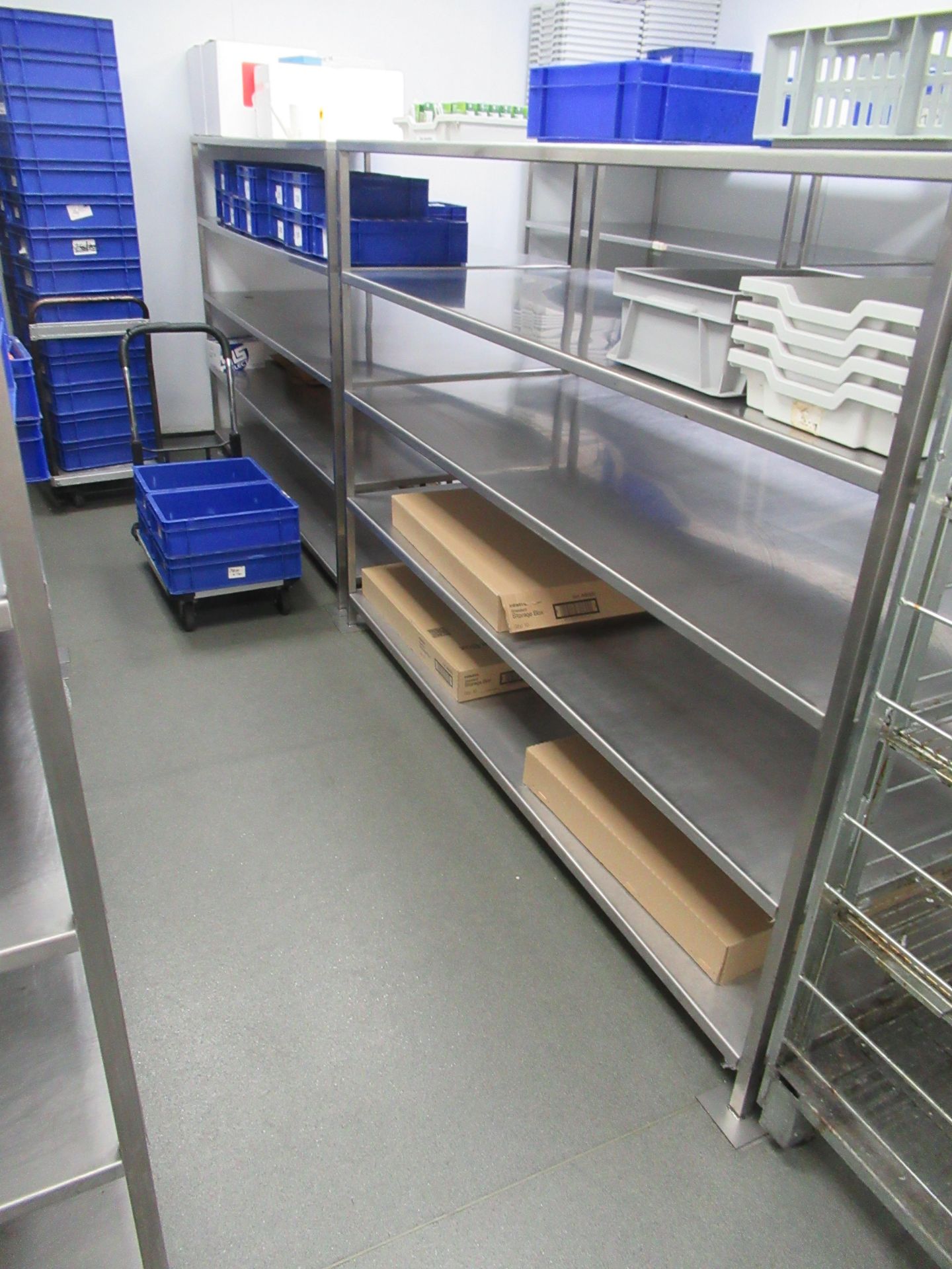 Content of Microbiology Lab Stores to include 6 x s/s 4-tier Shelving Units, Qty of Plastic Boxes an - Image 3 of 4