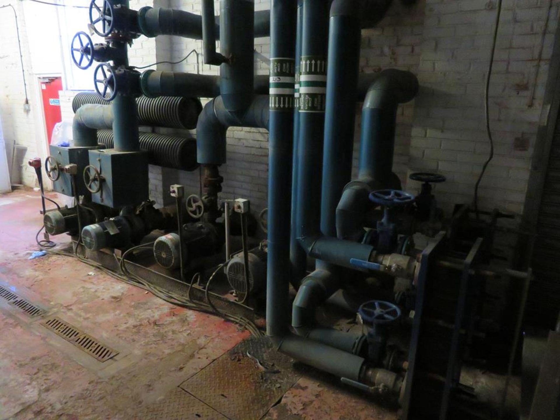 Chilled Water Distribution System Inc. 4x Pumps, 11x Valves, 2x Heat Exchangers and Connected Pipewo - Image 2 of 7