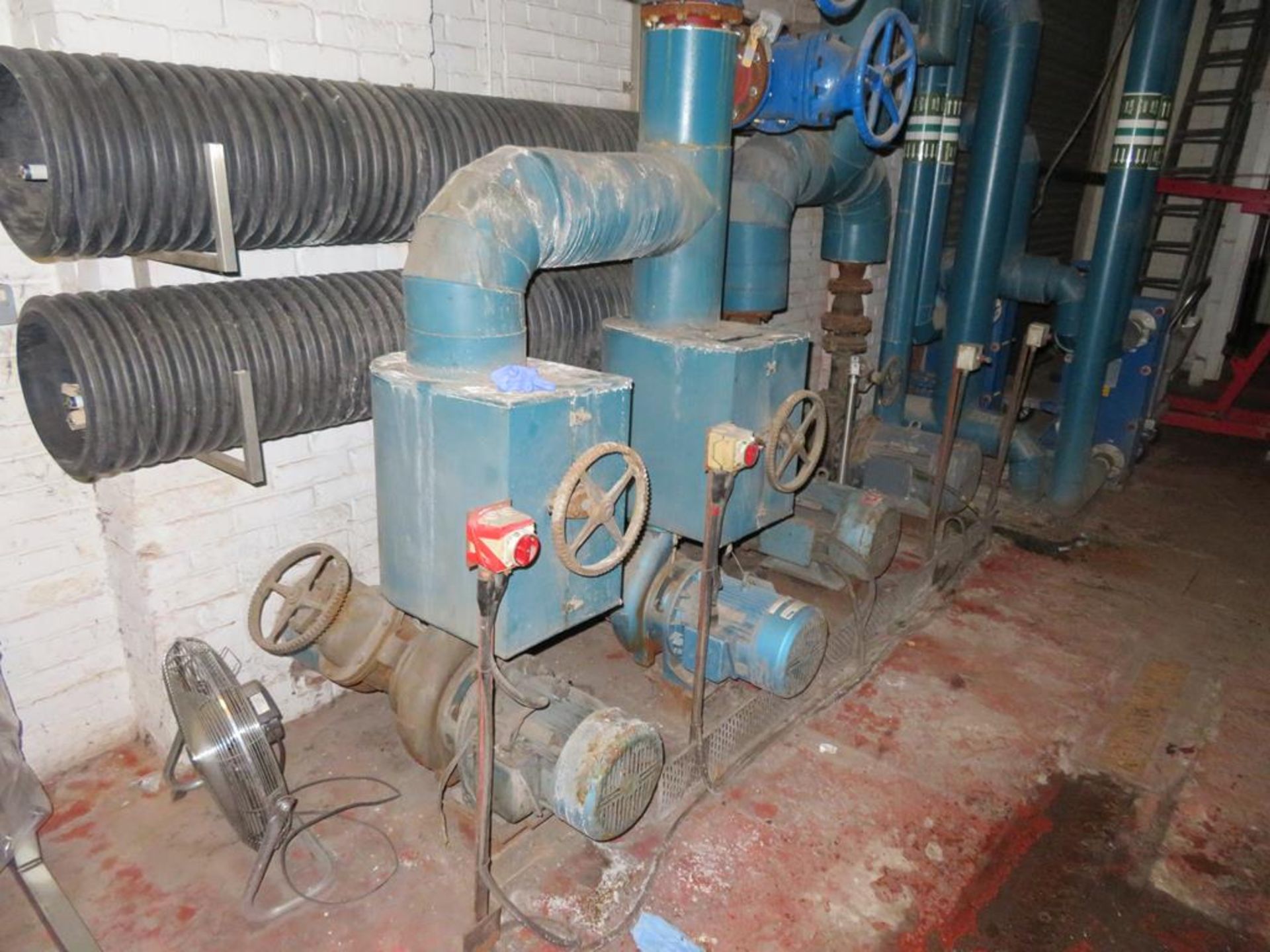 Chilled Water Distribution System Inc. 4x Pumps, 11x Valves, 2x Heat Exchangers and Connected Pipewo - Image 6 of 7