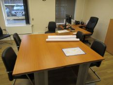 Various Office Furniture to the office to include 3xoffice desks, 6 x meeting hairs, mobile office c