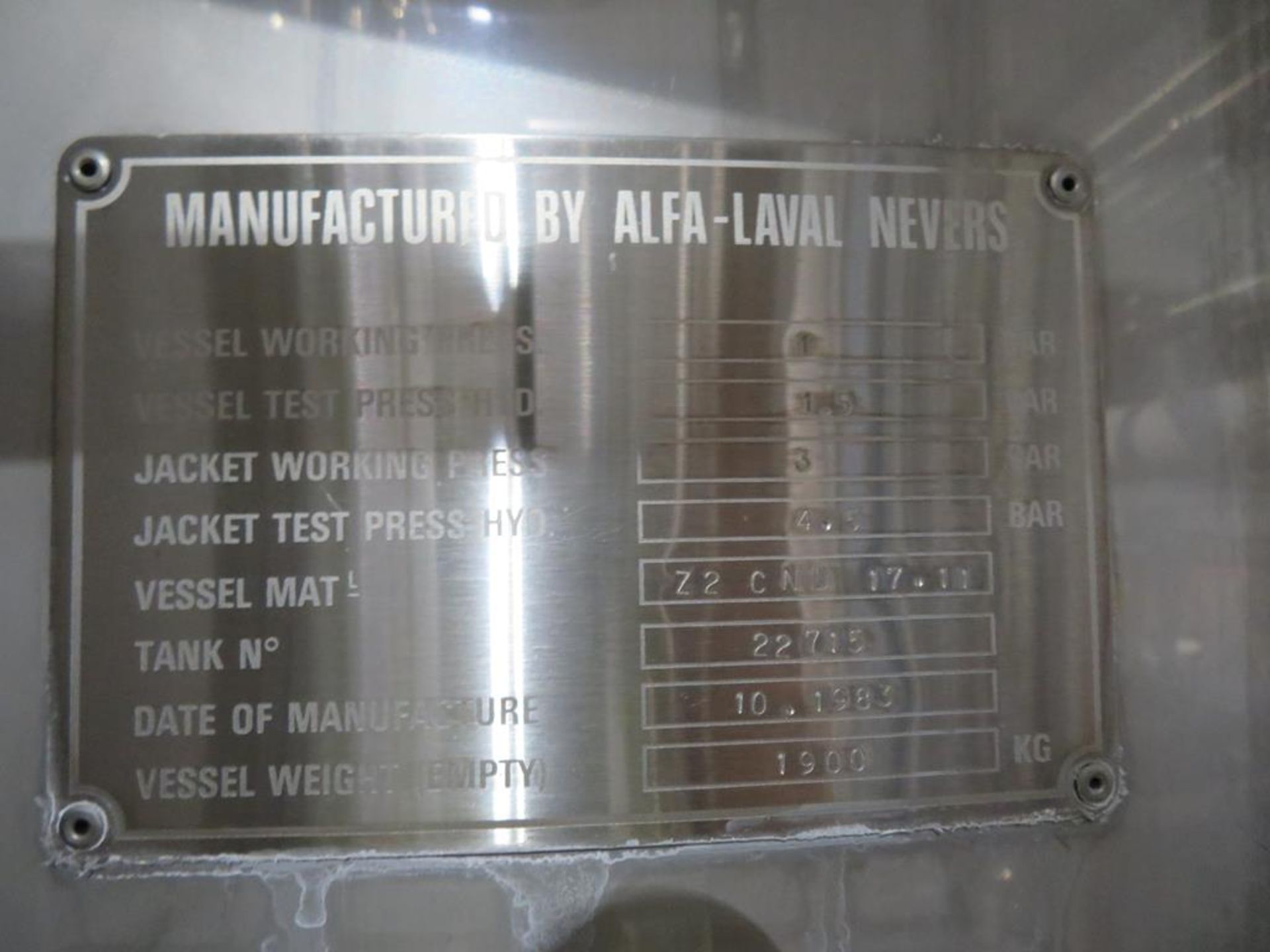 2x Alfa Laval Nevers Stainless Steel Tanks (A1 & A2) - Image 2 of 14