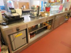 Stainless Servery Counter including Hotplates and Heated Cupboard with Tray Slide