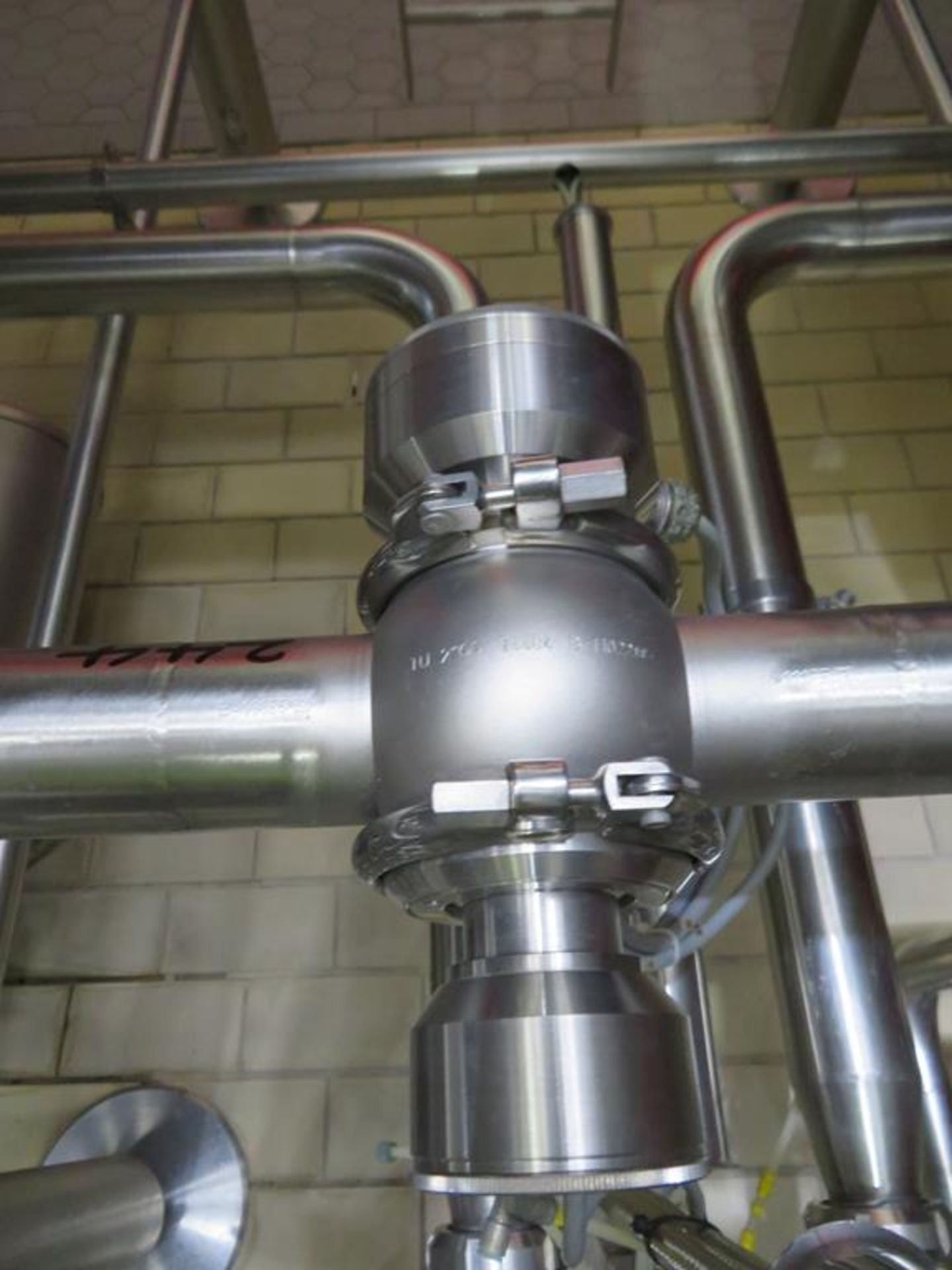 2 x Stainless Steel Tanks (N1 & N2) with Agitators with Valve Matrices pump & Ladder to Common Gantr - Image 4 of 20