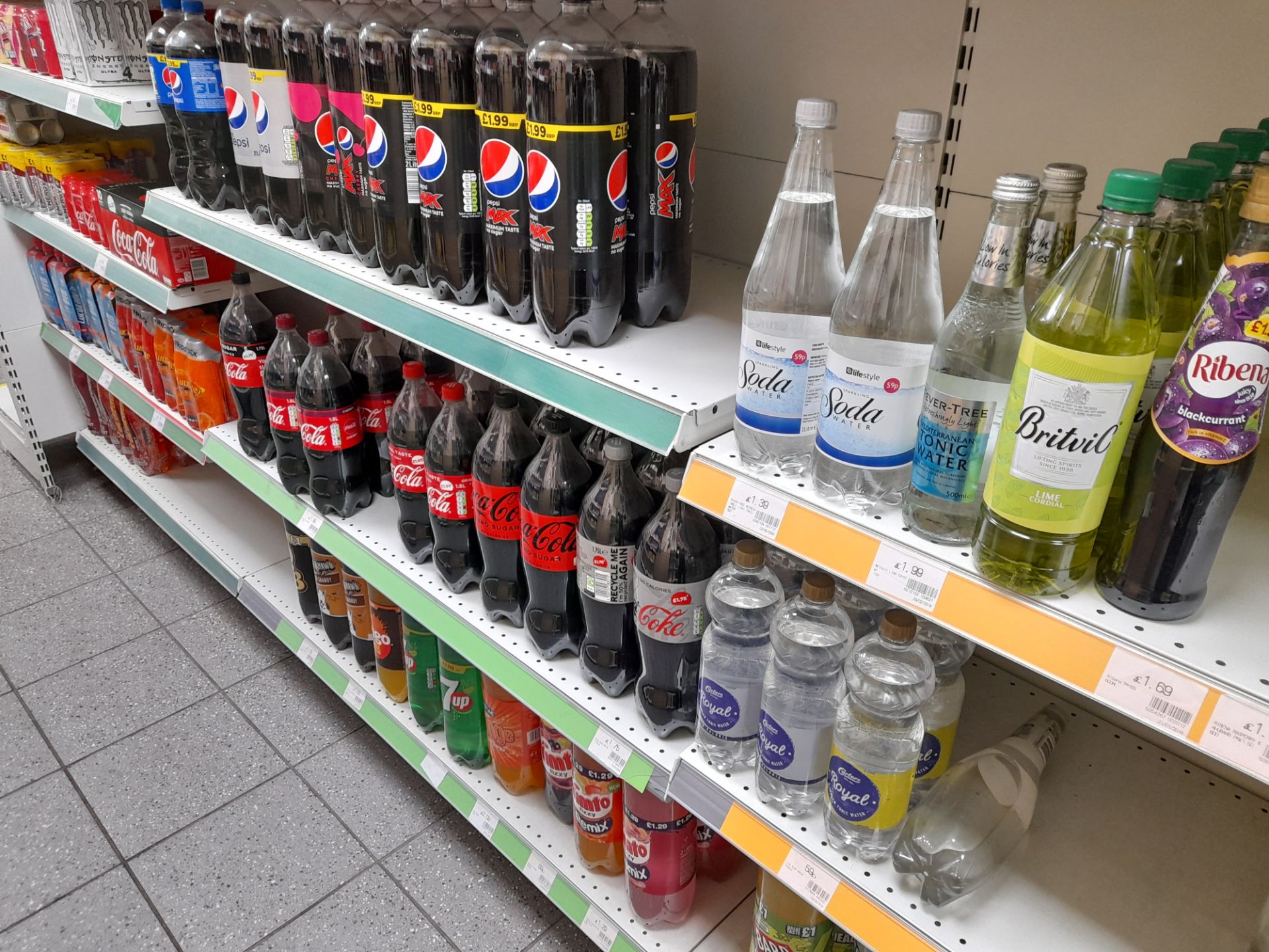 Large quantity of assorted soft drinks stock (cans and bottles) to 2 x refrigerators, and 3 x bays - Image 13 of 15