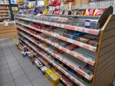 Contents to double sided shop display to include large quantity of assorted confectionary, crisps,