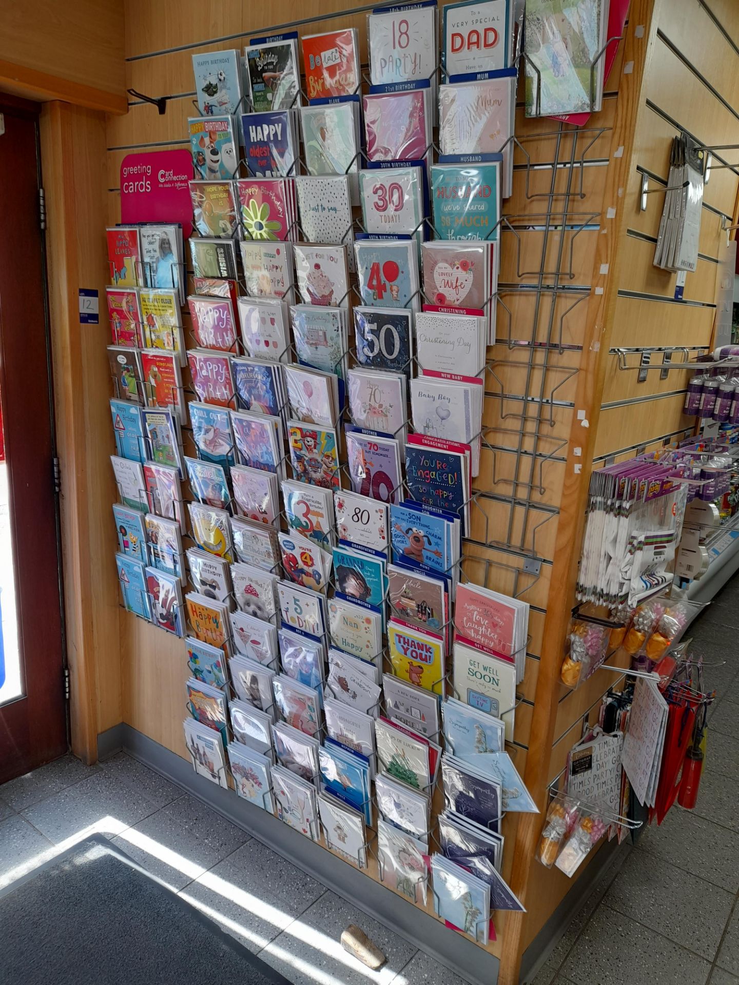 Assortment of cards and gift accessories, to wall