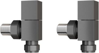 New & Boxed 15 mm Standard Connection Round Angled Anthracite Radiator Valves. Ra03A. Complies