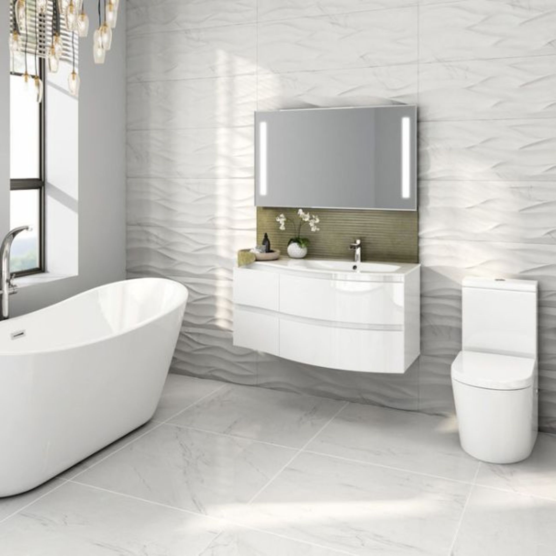 New 1040mm Amelie Gloss White Curved Vanity Unit - Right Hand - Wall Hung.RRP £1,499.Comes - Image 2 of 3