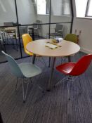 4 Plastic Chairs, Chrome Base & Table 900mm Diameter