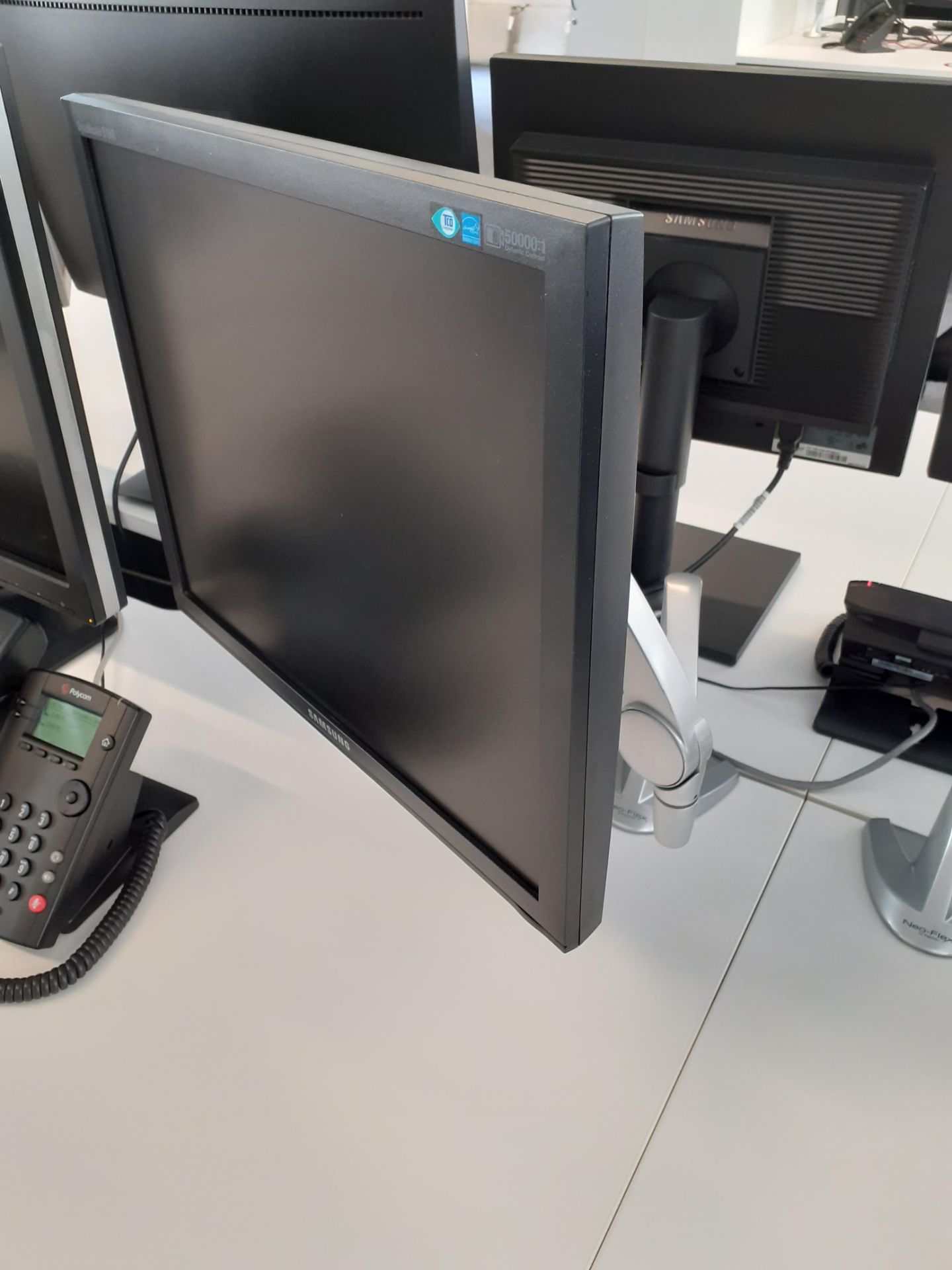 2 Ergotron Neo-Flex Desk Mount Monitor Brackets with 2 x Samsung Syncmaster B1940 Computer Monitors - Image 2 of 2
