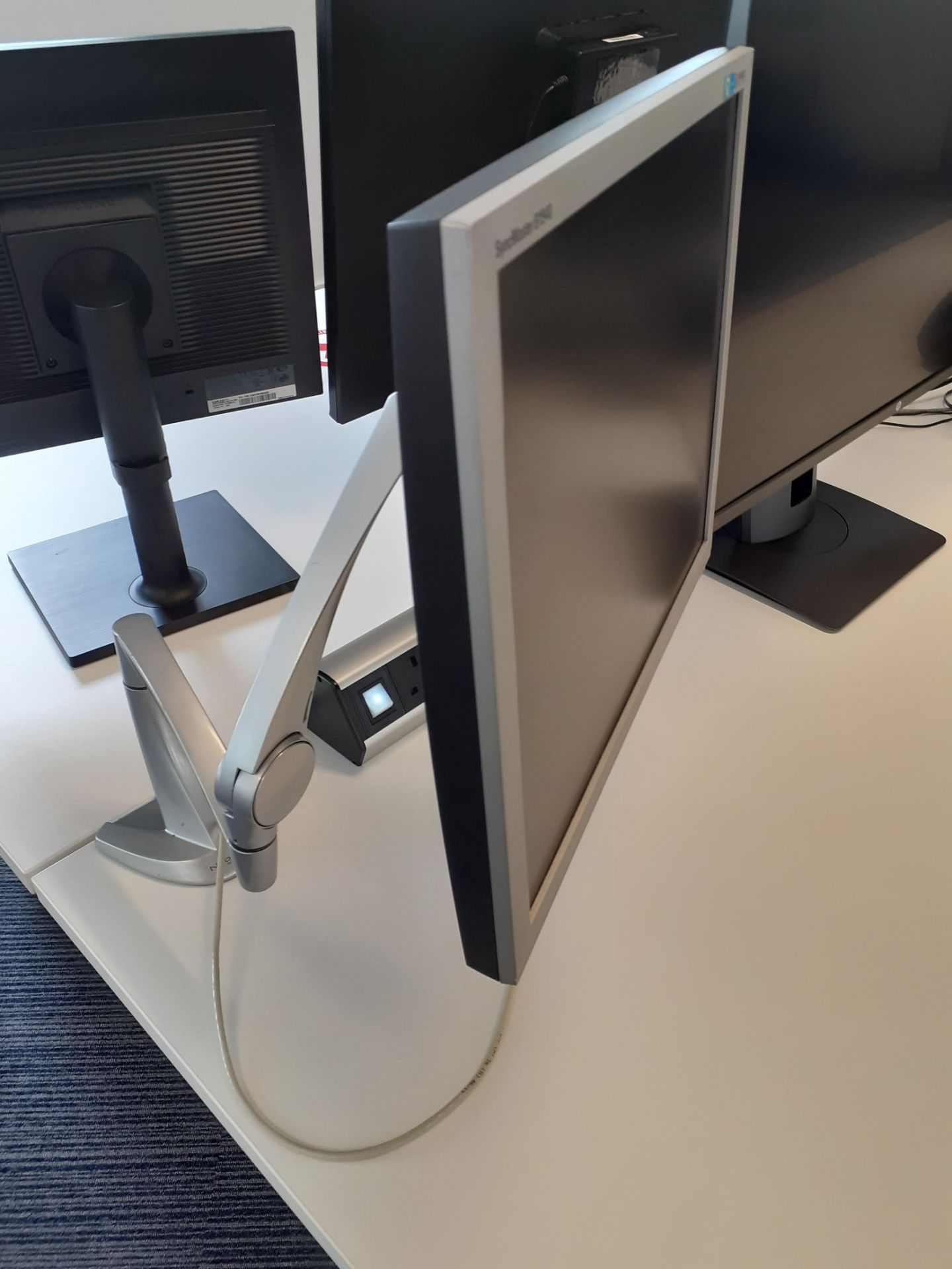 2 Ergotron Neo-Flex Desk Mount Monitor Brackets with 2 x Samsung Syncmaster B1940 Computer Monitors