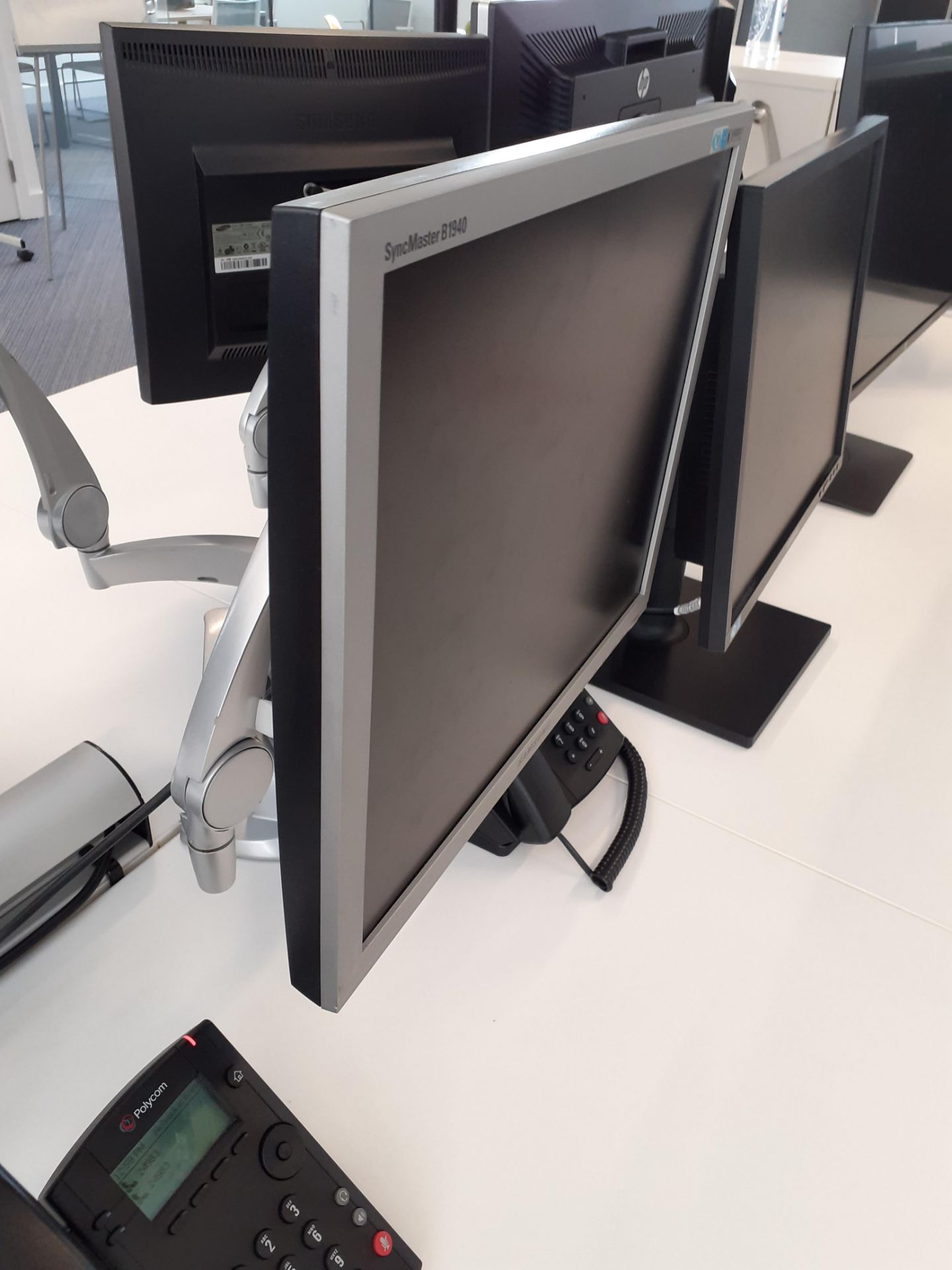 2 Ergotron Neo-Flex Desk Mount Monitor Brackets with 2 x Samsung Syncmaster B1940 Computer - Image 2 of 4