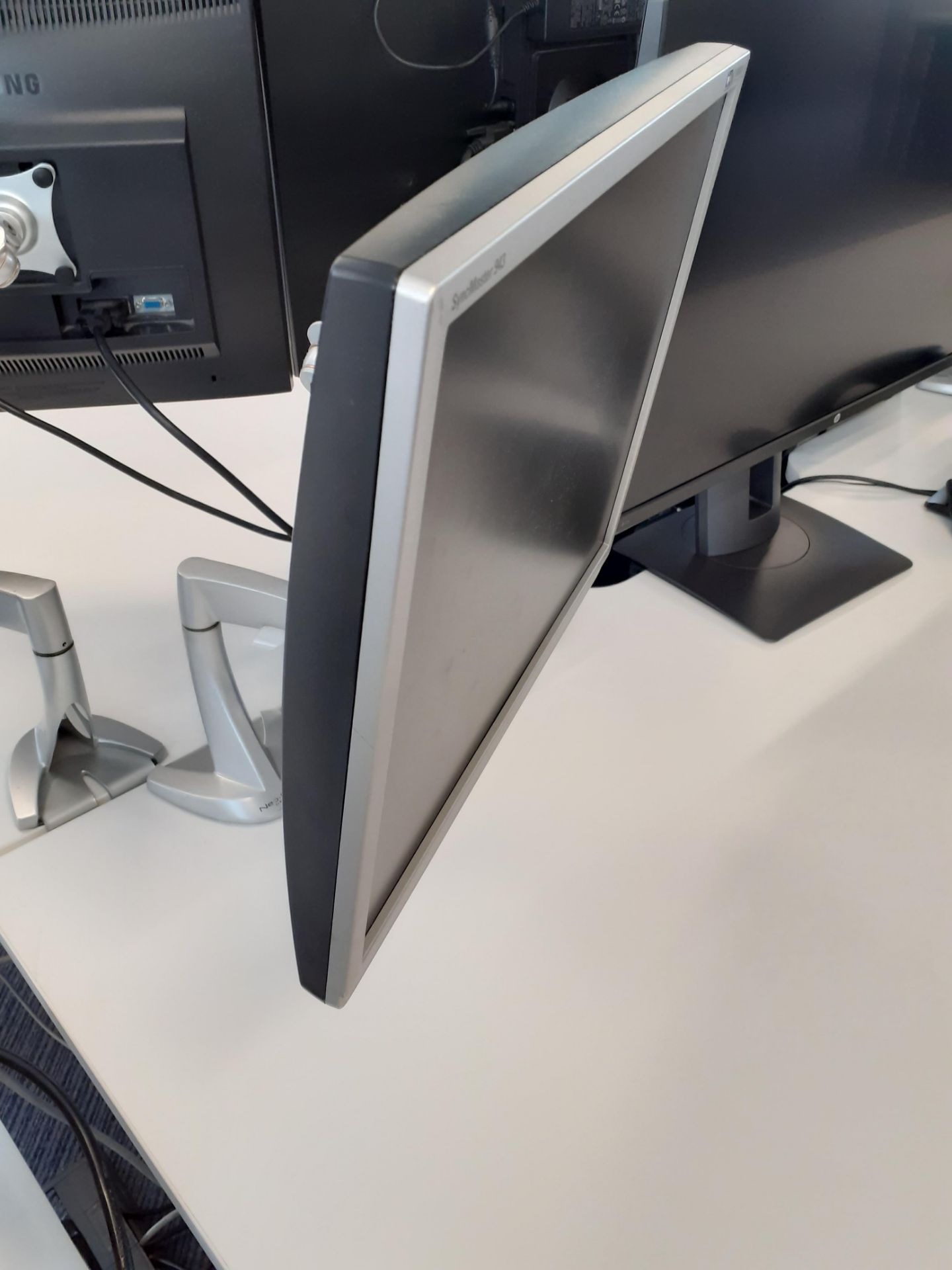 2 Ergotron Neo-Flex Desk Mount Monitor Brackets with 2 x Samsung Syncmaster B1940 Computer