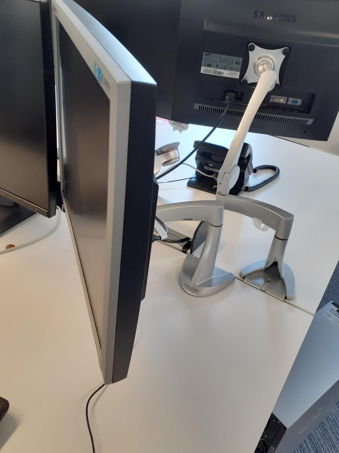 2 Ergotron Neo-Flex Desk Mount Monitor Brackets with 2 x Samsung Syncmaster B1940 Computer Monitors - Image 2 of 2