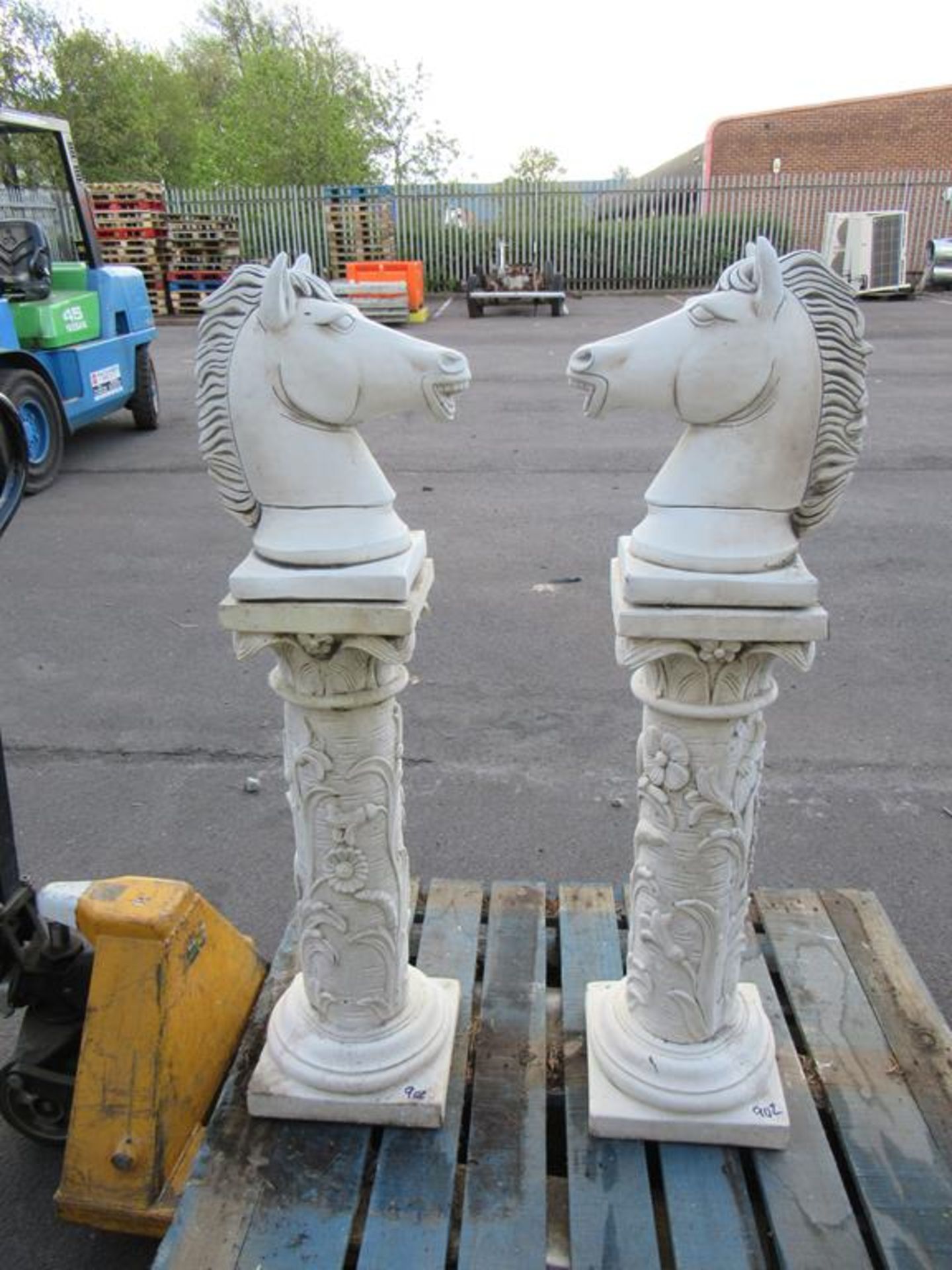 Pair of Horse Heads on stand garden ornaments