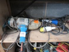 Quantity of various 110V hand tools to 2 shelves all untested (spares/repairs)