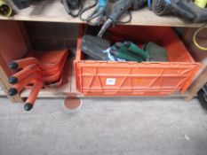 Quantity of various plastic shovels and broom heads