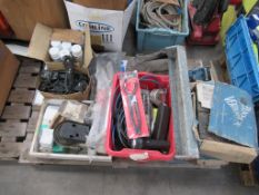 Pallet of miscellaneous items including ventilators, lights, tools etc.