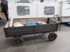 4-wheeled articulated wood sided trolley and contents