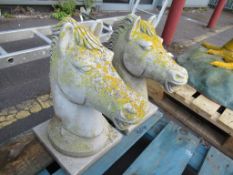 Pair of Horse Heads garden ornaments