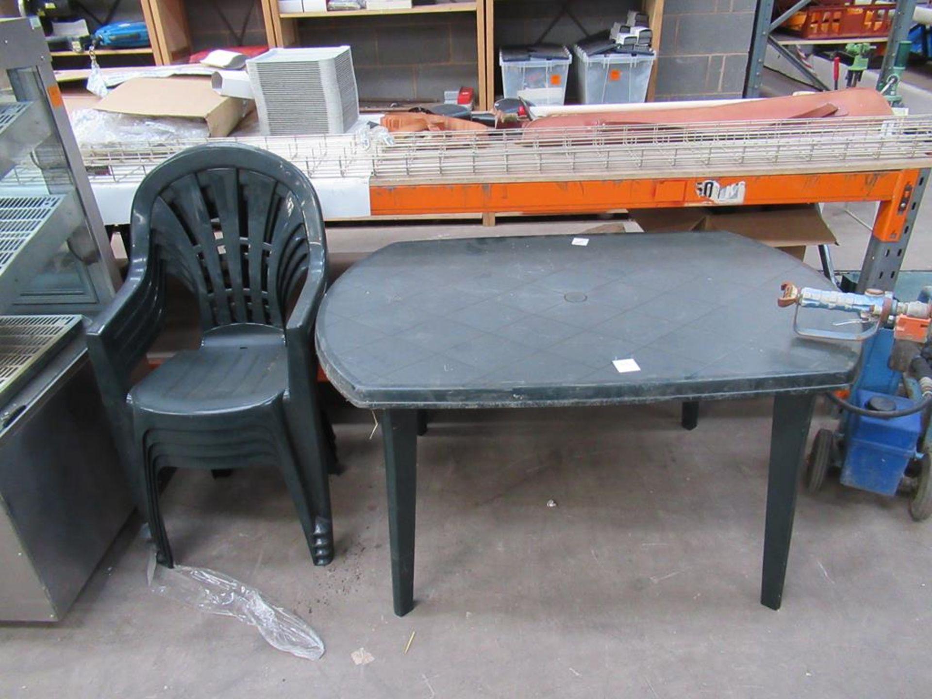 Plastic garden table and chairs