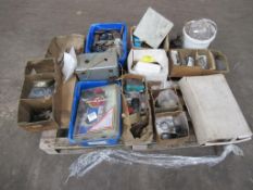 Pallet of miscellaneous items to include bearings, machine tooling, nails etc