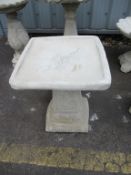 Clasico Bird Bath - square bird bath adorned with a rose