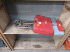 Shelf including pipe bender, shearer, impact socket ports etc.